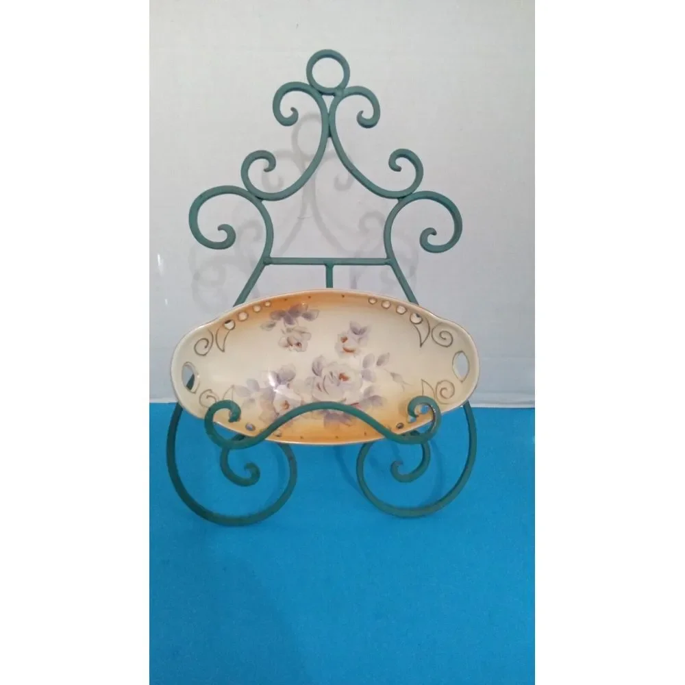 Vintage Floral Trinket Dish Decorative‎ Soap Dish Vanity Tray with Stand